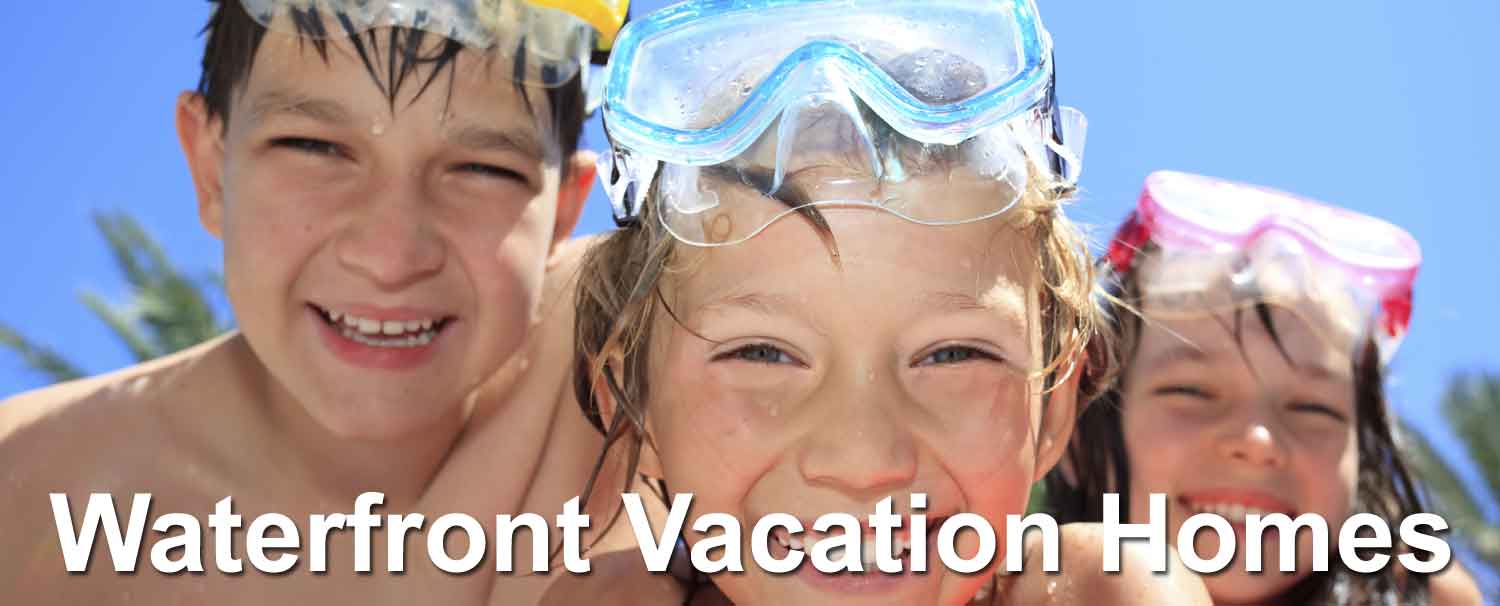 Kids enjoying their waterfront vacation home rental